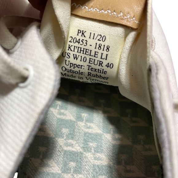 Olu Kai 10 White Canvas Sneakers Textile Rubber Outer Sole - Picture 6 of 7